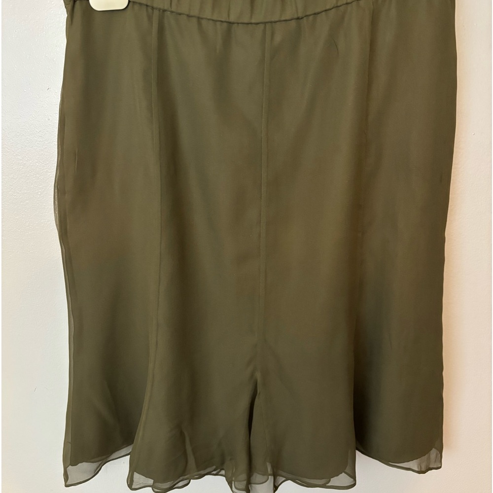 Terry Lewis Olive green flare chiffon skirt.